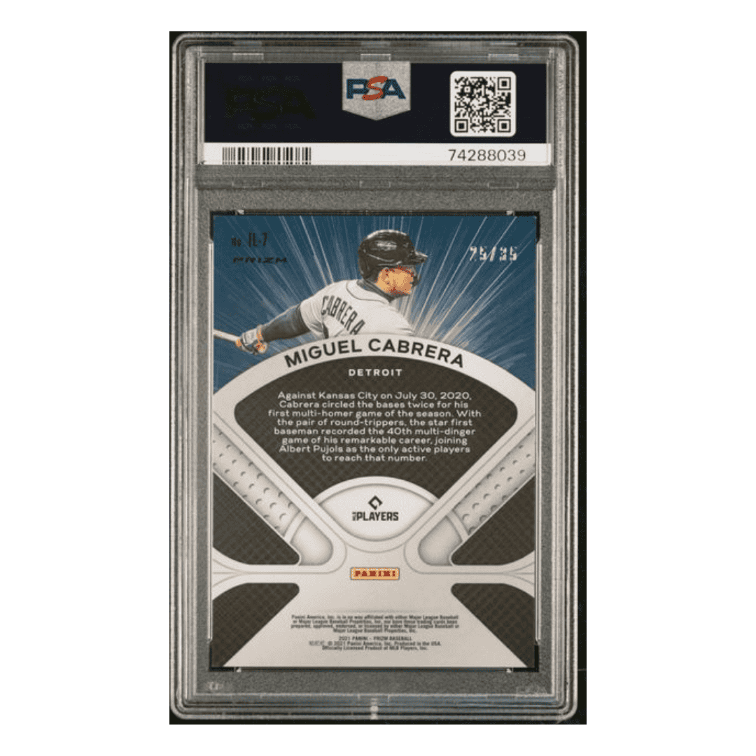 Miguel Cabrera PSA 9 2021 Panini Prizm Illumination Navy Black Kaleidoscope #D /35 Card #IL7