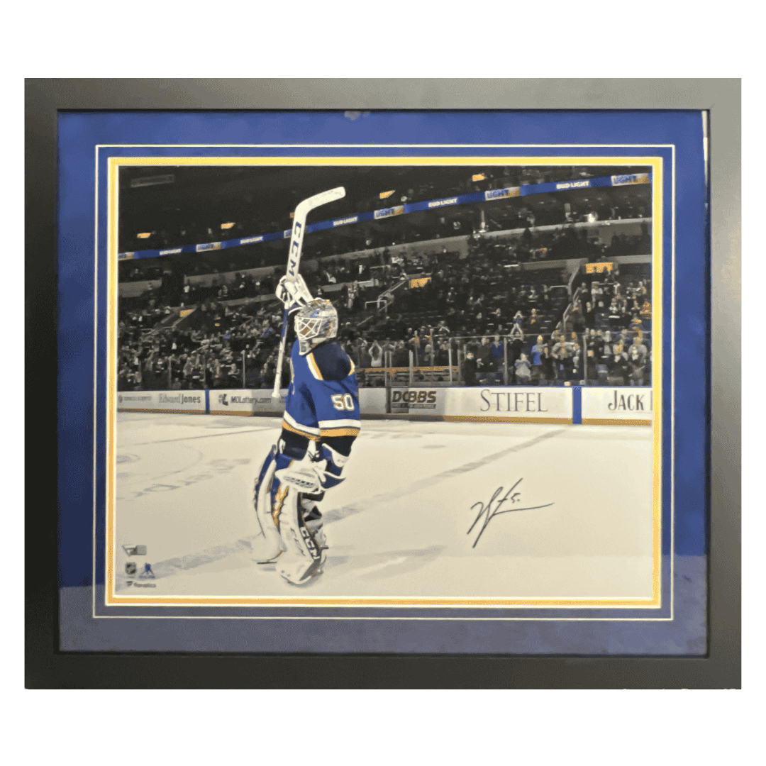 Jordan Binnington St Louis Blues Autographed Framed 16x20 Photo - Fanatics COA