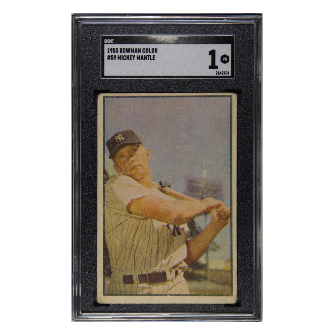Mickey Mantle SGC 1 1953 Bowman Color Card #59