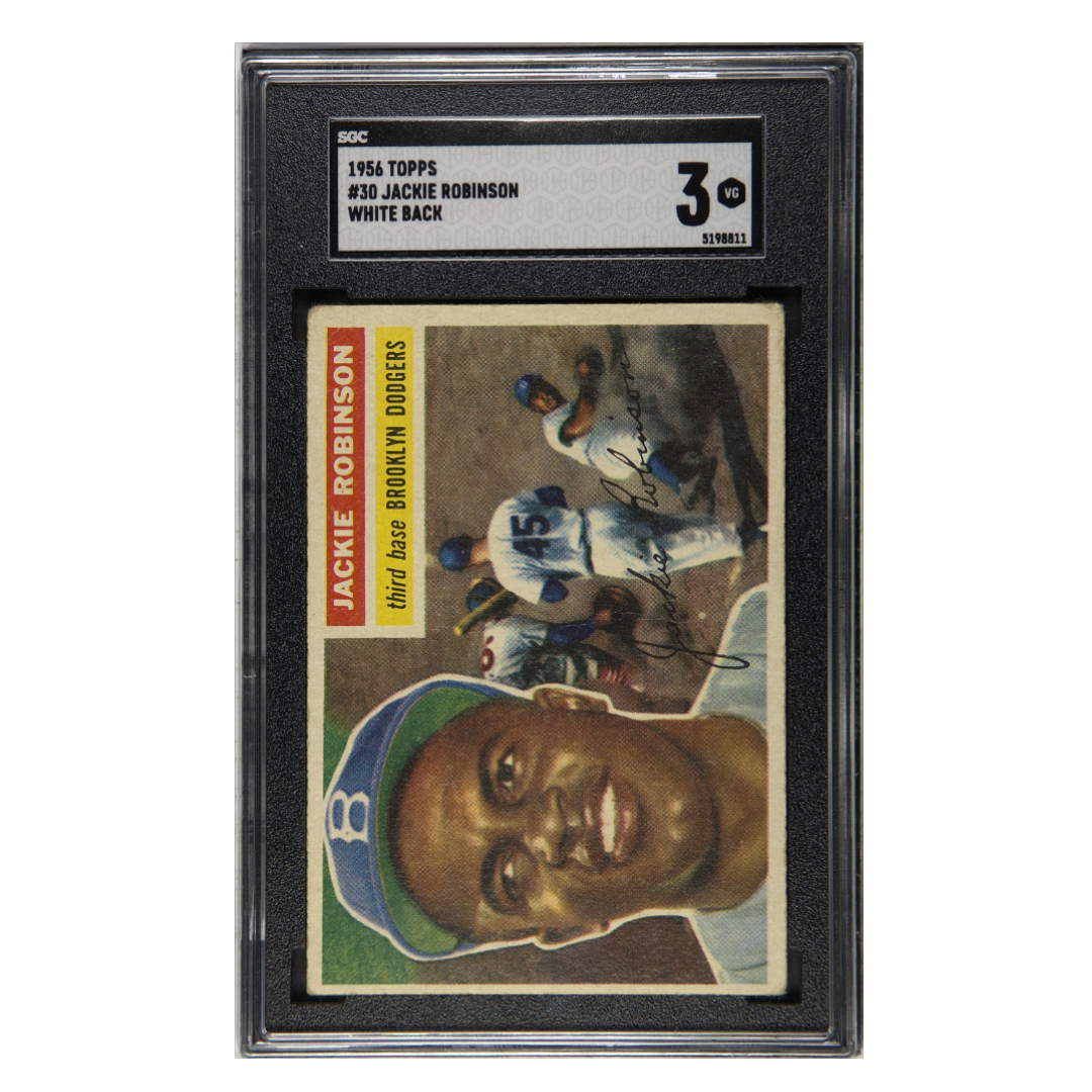 Jackie Robinson SGC 3 1956 Topps White Back Card #30