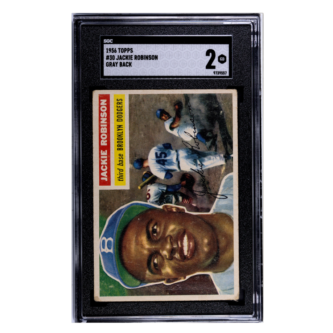Jackie Robinson SGC 2 1956 Topps Gray Back Card #30
