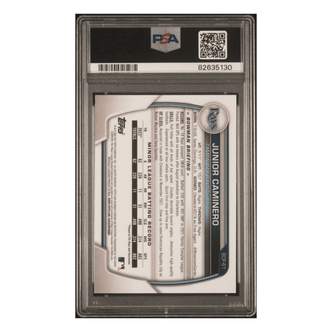Junior Caminero PSA 10 2023 Bowman Chrome Prospects Card #BCP61