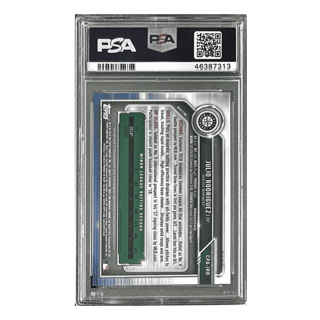 Julio Rodriguez PSA 10 2019 Bowman Prospect Auto Chrome Card #JRO