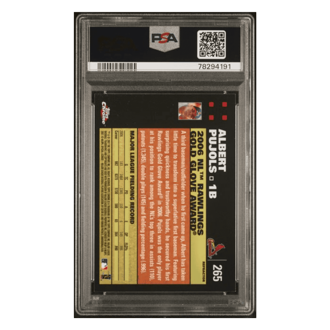Albert Pujols PSA 9 2007 Topps Chrome Refractor Card #265