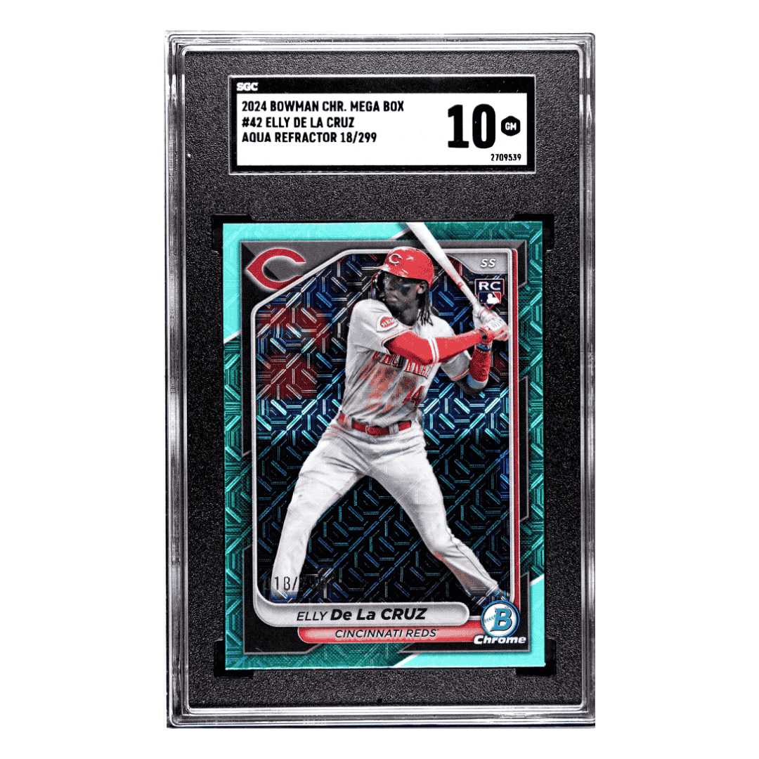 Elly De La Cruz SGC 10 2024 Bowman Chrome Mega Box Aqua Refractor Rookie RC #d/299 Card #42