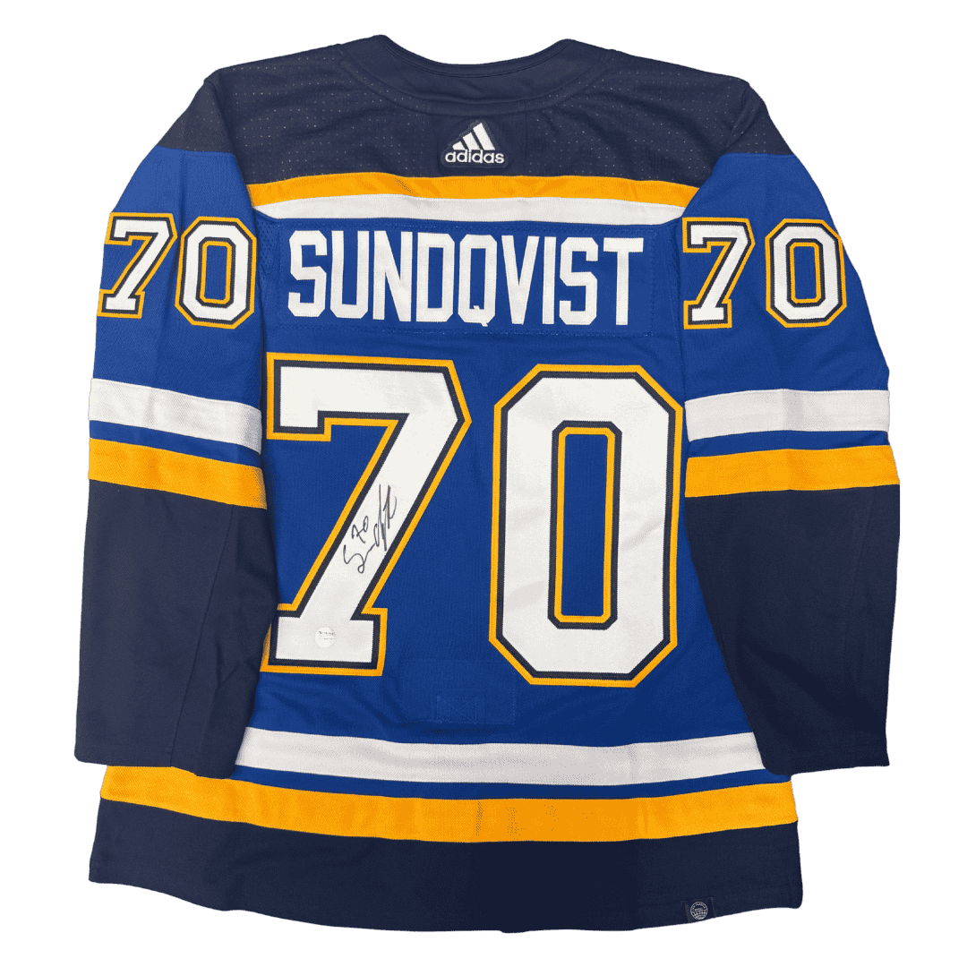 Oskar Sundqvist St Louis Blues Autographed Adidas Home Jersey - Fan Cave COA