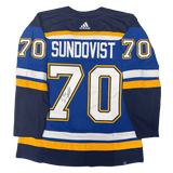 Oskar Sundqvist St Louis Blues Autographed Adidas Home Jersey - Fan Cave COA
