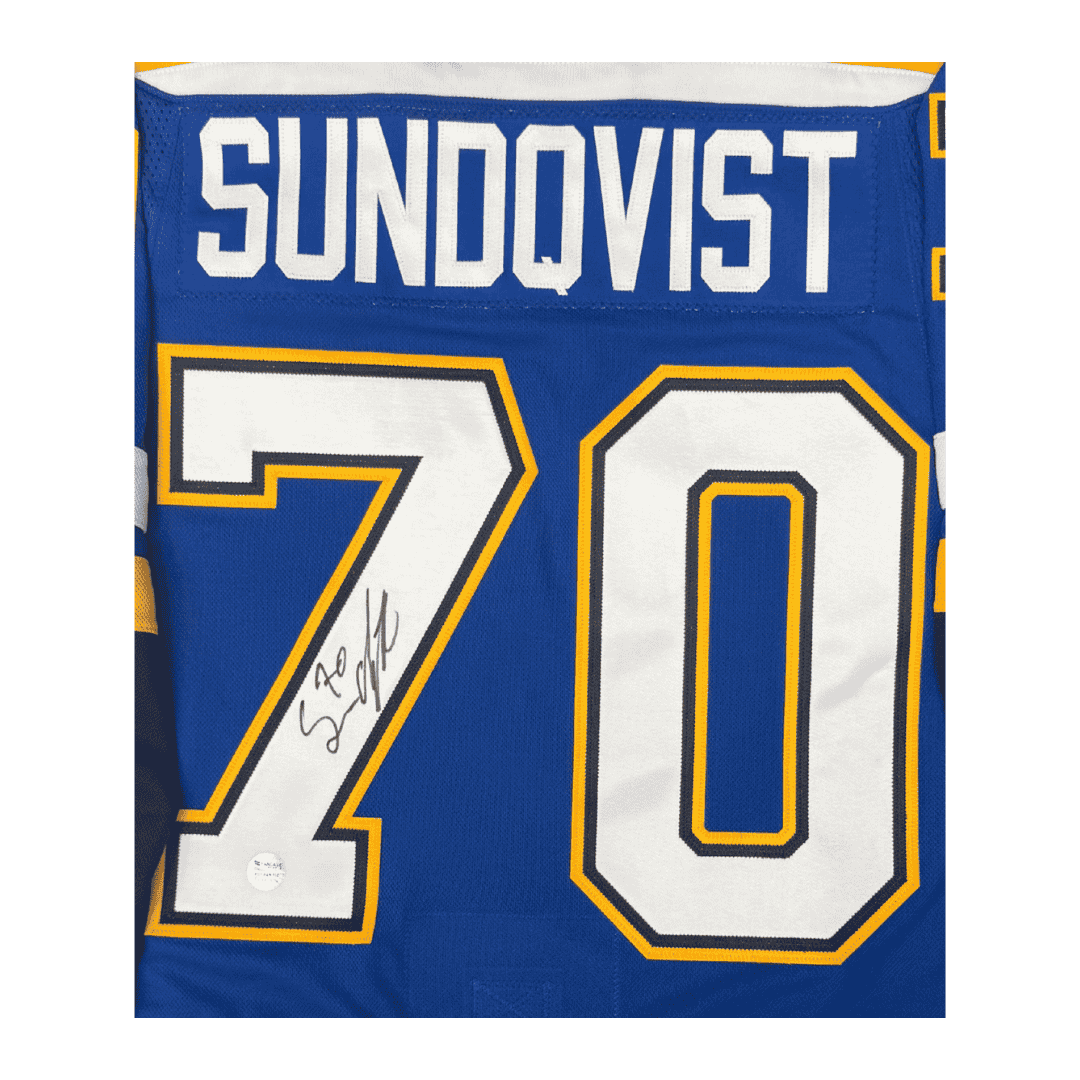 Oskar Sundqvist St Louis Blues Autographed Adidas Home Jersey - Fan Cave COA