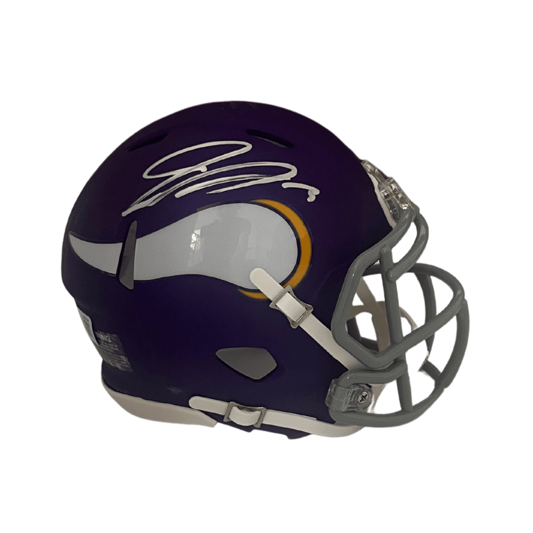 Jordan Addison Minnesota Vikings Autographed Tribute Mini Speed Replica Helmet - Beckett COA