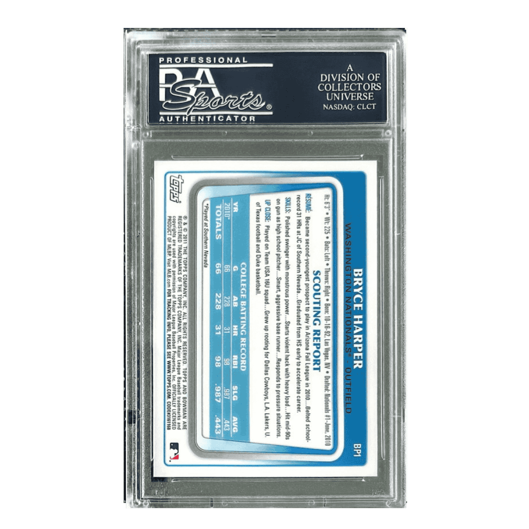 Bryce Harper PSA 10 2011 Bowman Prospects Autograph Card #BP1