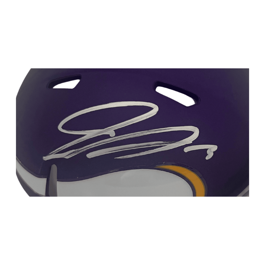 Jordan Addison Minnesota Vikings Autographed Tribute Mini Speed Replica Helmet - Beckett COA