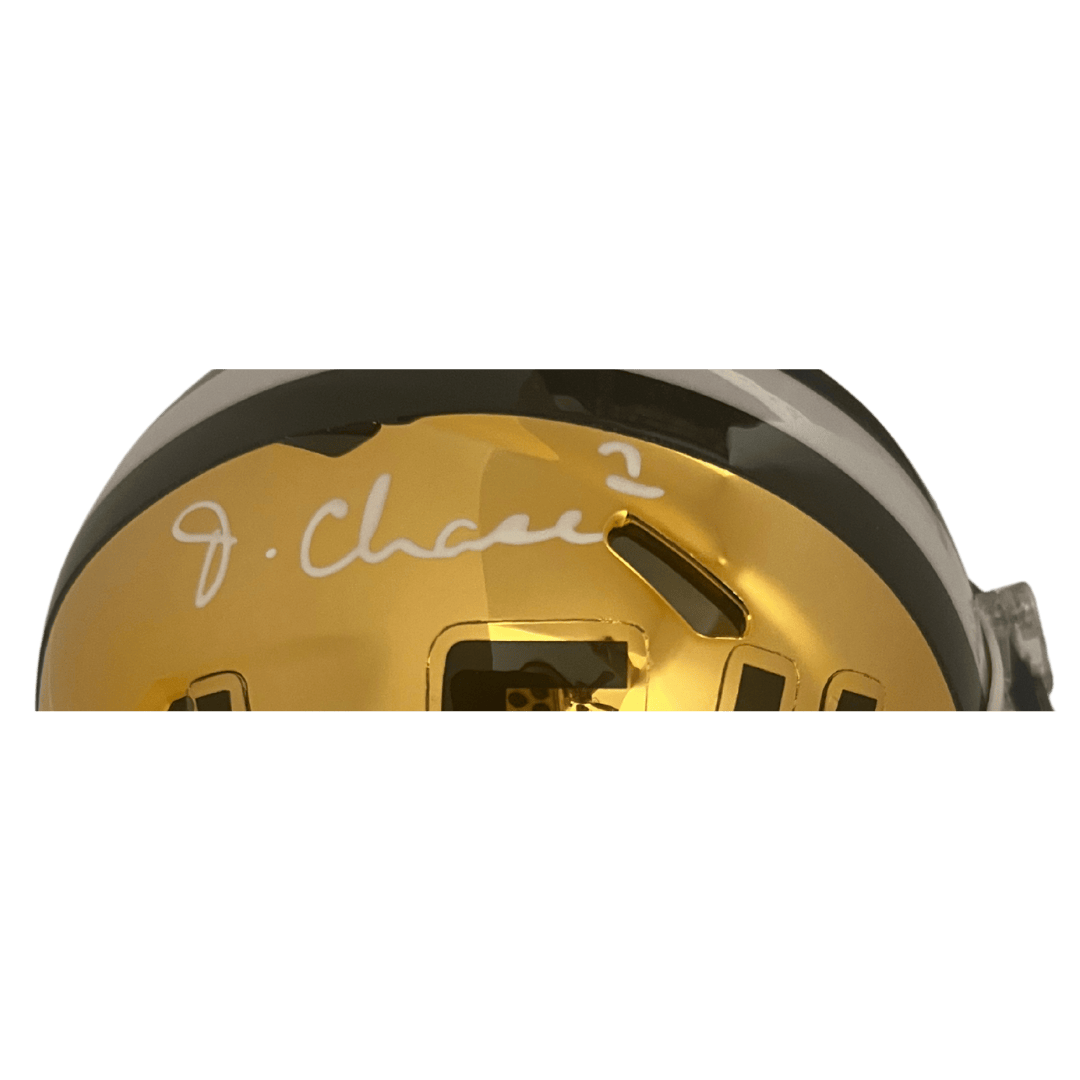 Ja'Marr Chase LSU Tigers Autographed Chrome Mini Speed Replica Helmet - Beckett COA