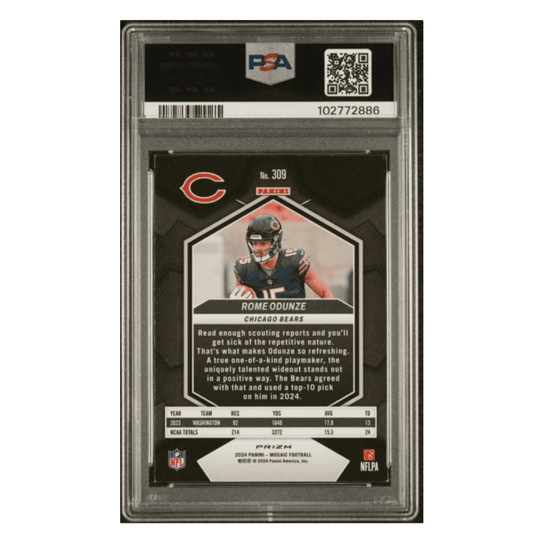 Rome Odunze PSA 9 2024 Panini Mosaic Silver Rookie RC Card #309