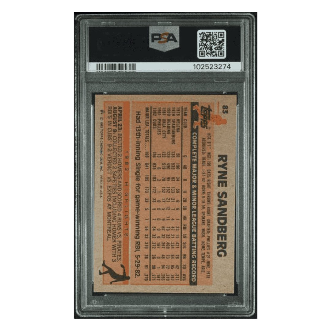 Ryne Sandberg PSA 9 1983 Topps Card #83