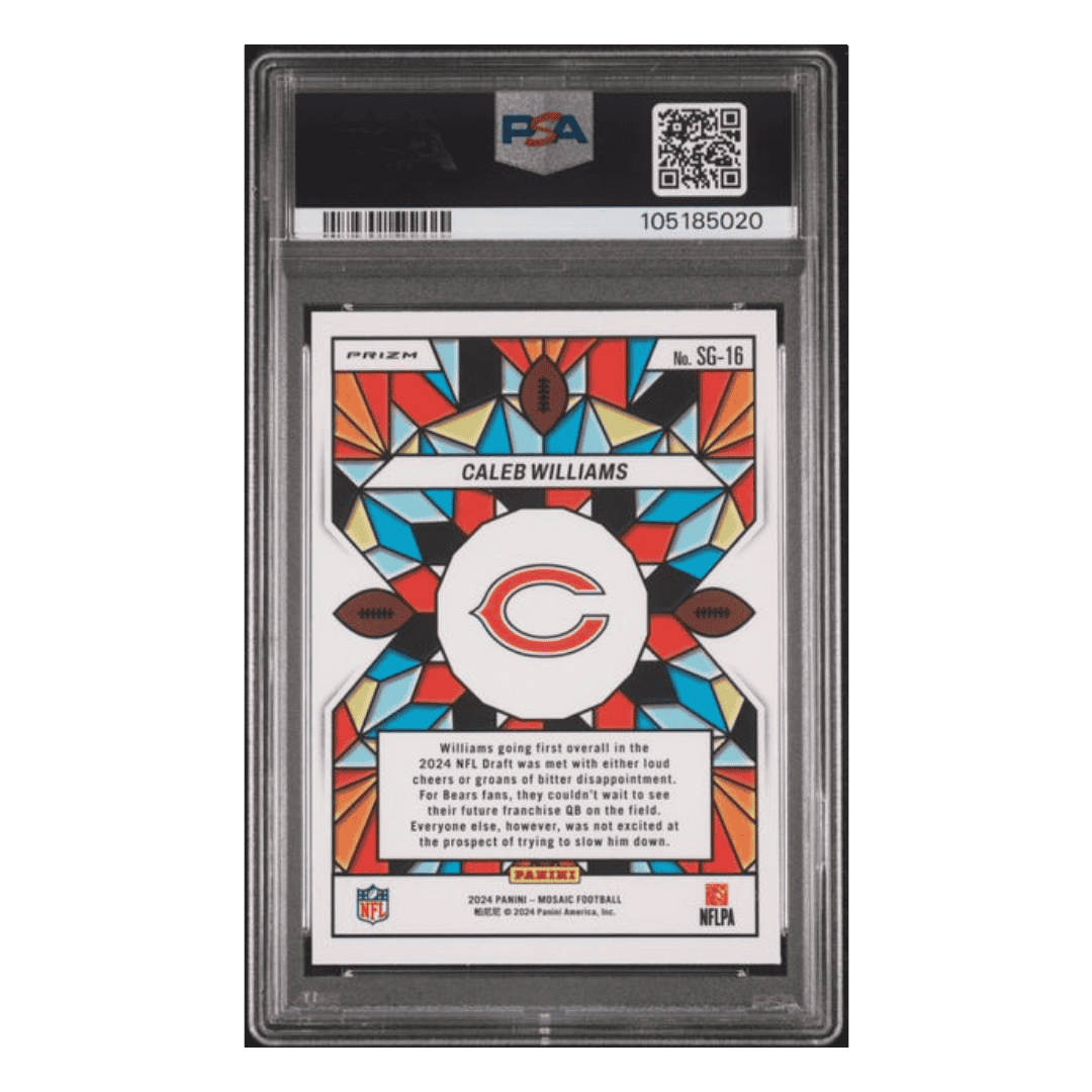Caleb Williams PSA 9 2024 Panini Mosaic Stained Glass Rookie RC Card #SG16