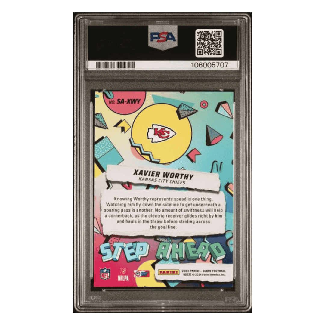 Xavier Worthy PSA 9 2024 Panini Score Step Ahead Rookie RC Card #SAXWY