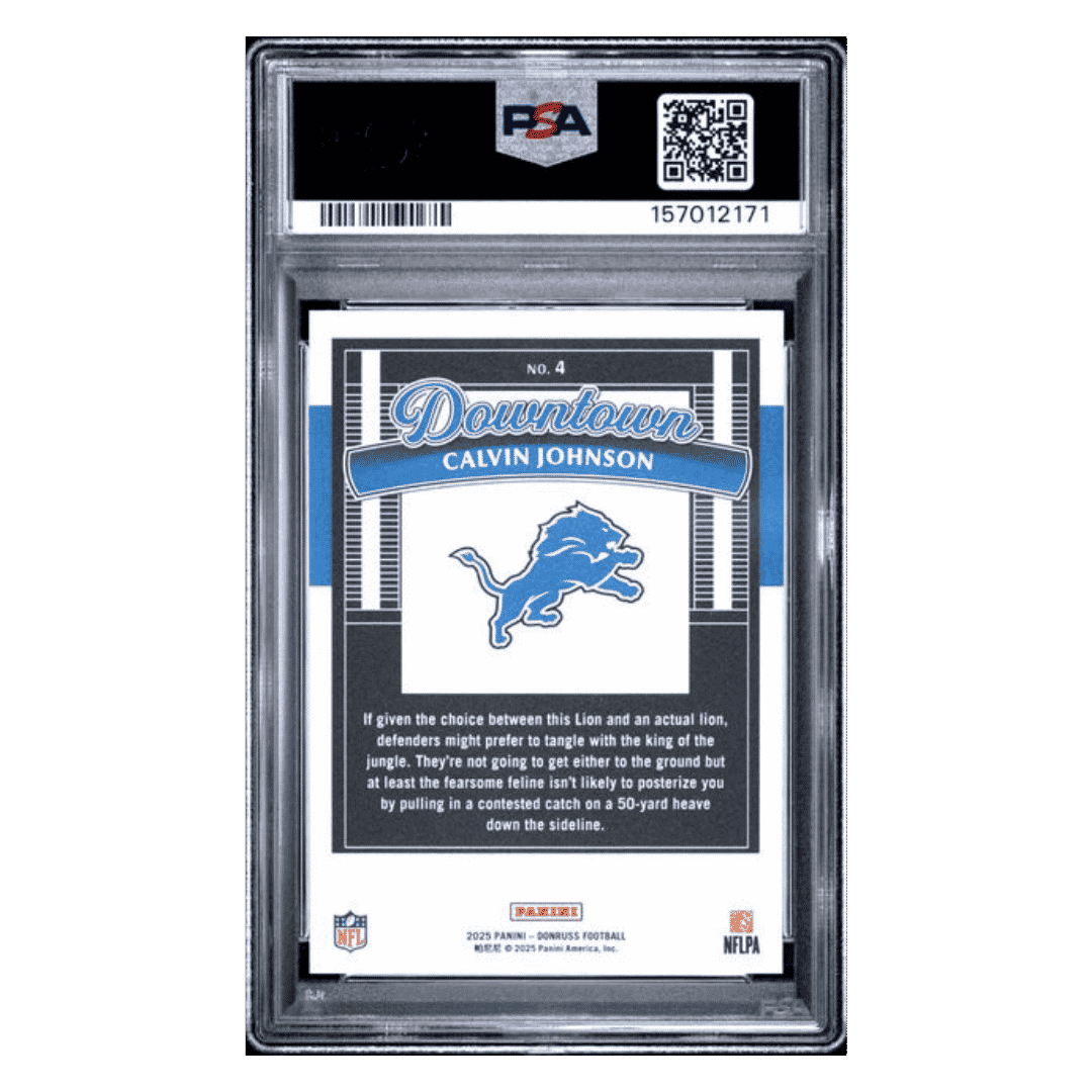 Calvin Johnson PSA 10 2025 Panini Donruss Downtown Card #4