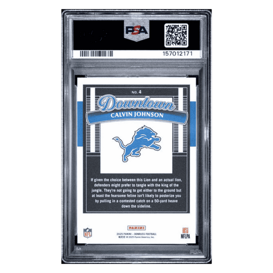Calvin Johnson PSA 10 2025 Panini Donruss Downtown Card #4
