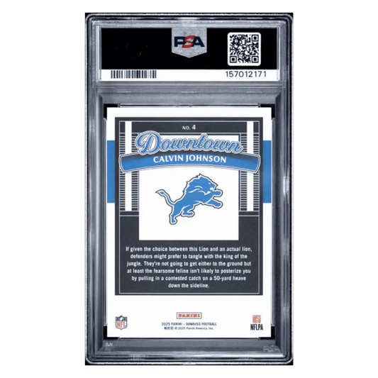 Calvin Johnson PSA 10 2025 Panini Donruss Downtown Card #4