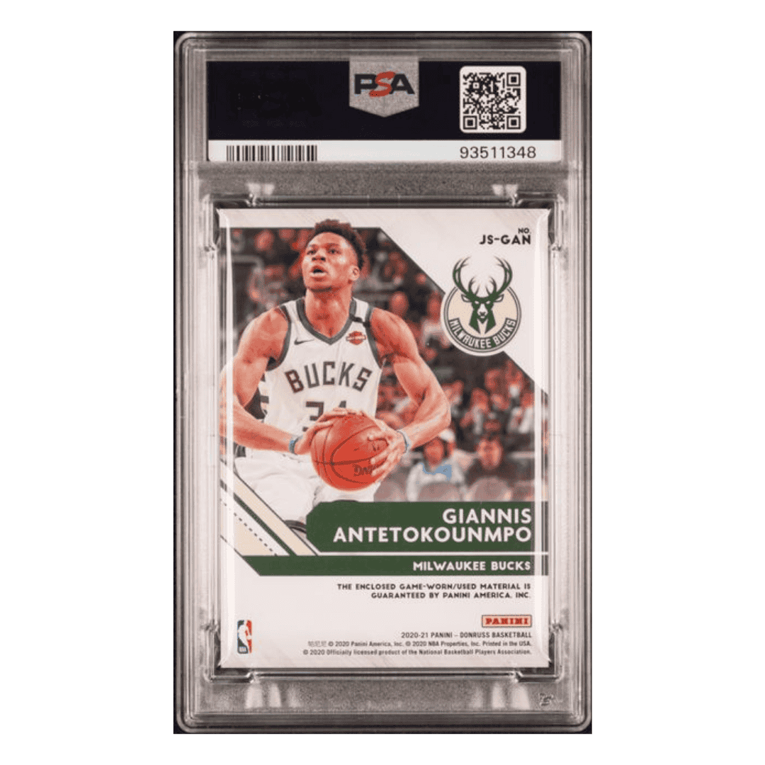Giannis Antetokounmpo PSA 10 2020 Panini Donruss Jersey Series Card #JSGAN