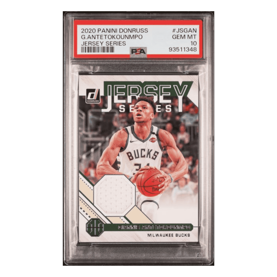Giannis Antetokounmpo PSA 10 2020 Panini Donruss Jersey Series Card #JSGAN