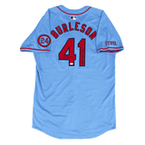 Alec Burleson St Louis Cardinals Autographed Game Used Baby Blue Jersey w/ Inscription - JSA COA