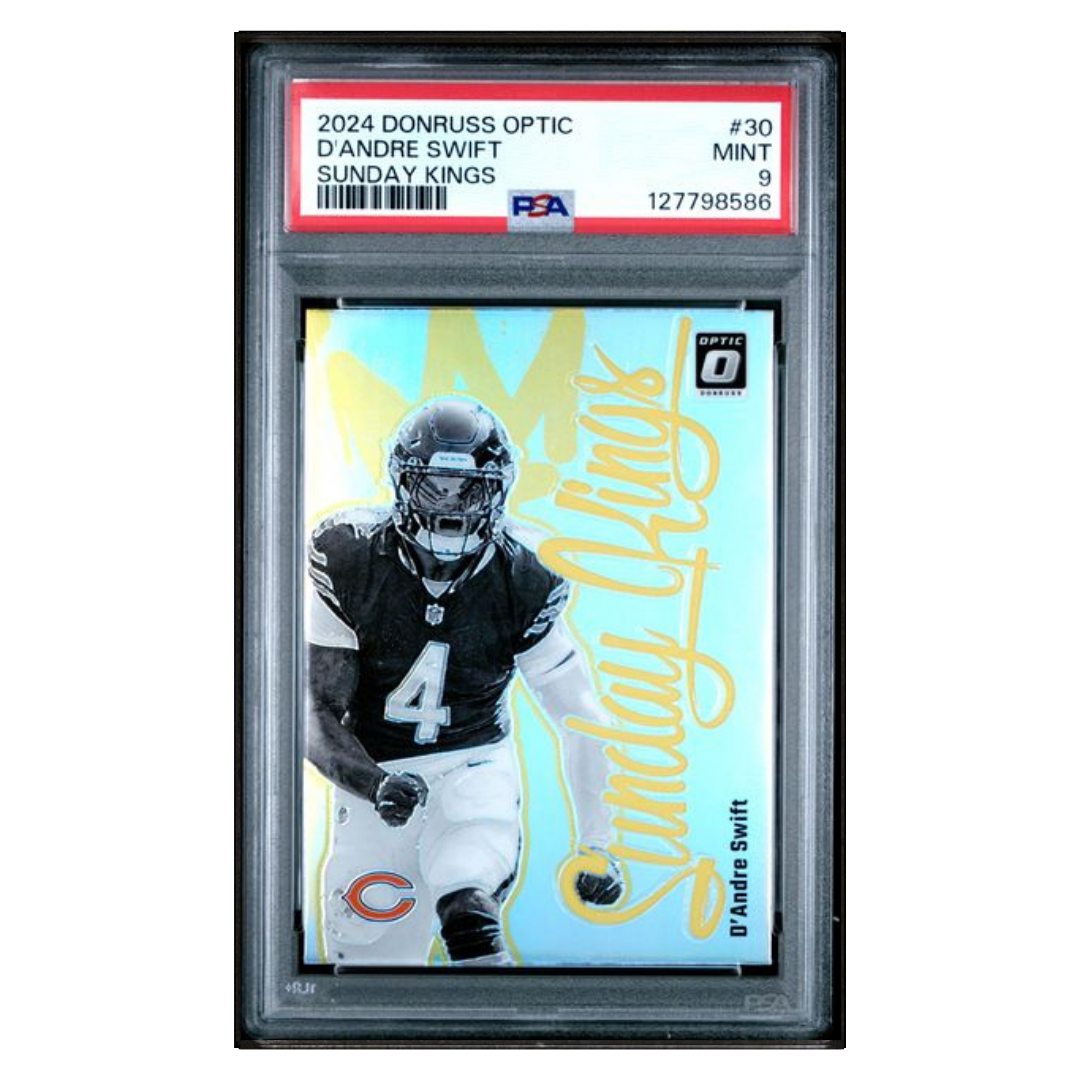 D'Andre Swift PSA 9 2024 Donruss Optic Sunday King Case Hit Card #30