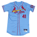 Alec Burleson St Louis Cardinals Autographed Game Used Baby Blue Jersey w/ Inscription - JSA COA