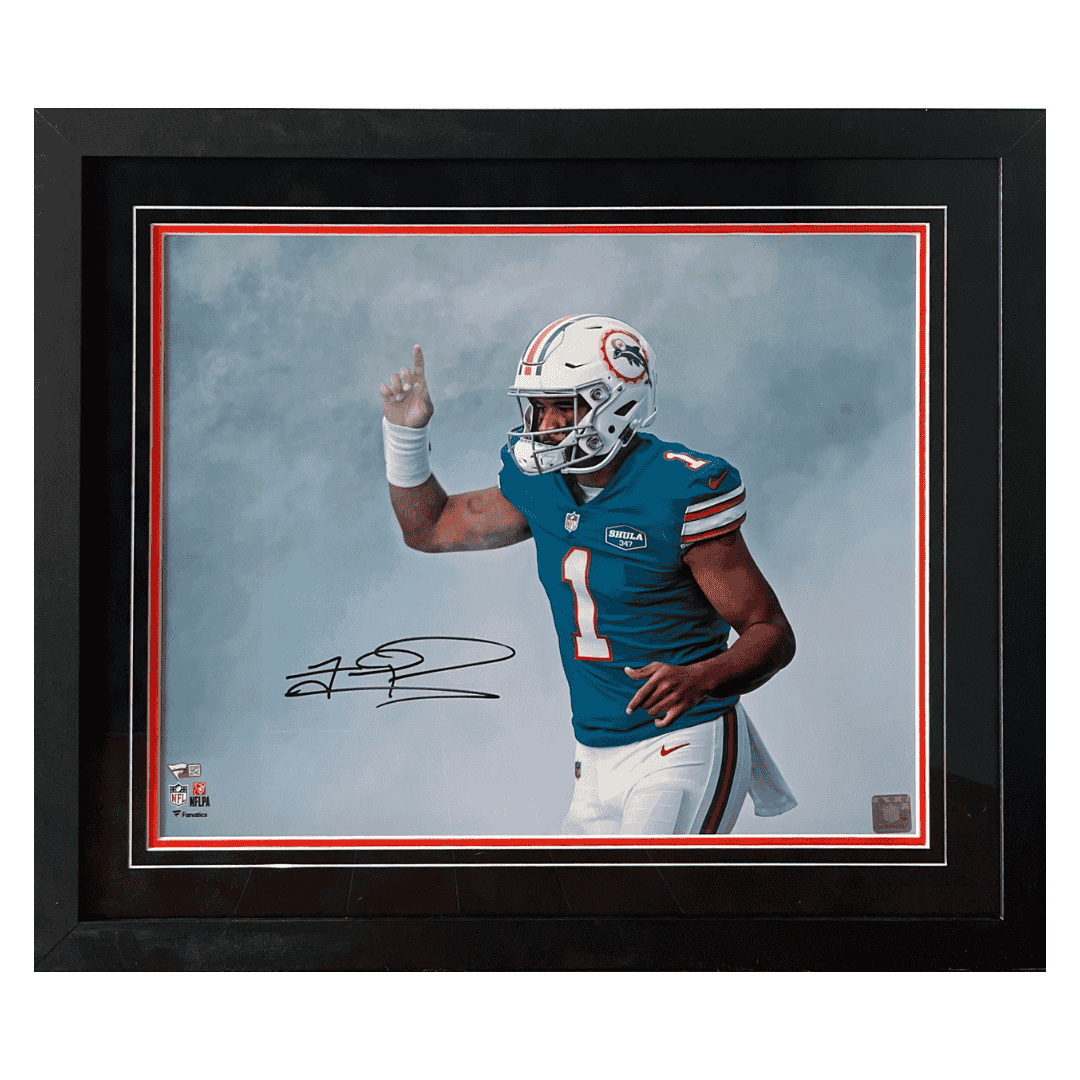 Tua Tagovailoa Miami Dolphins Autographed Framed 16x20 Photo - Fanatics COA