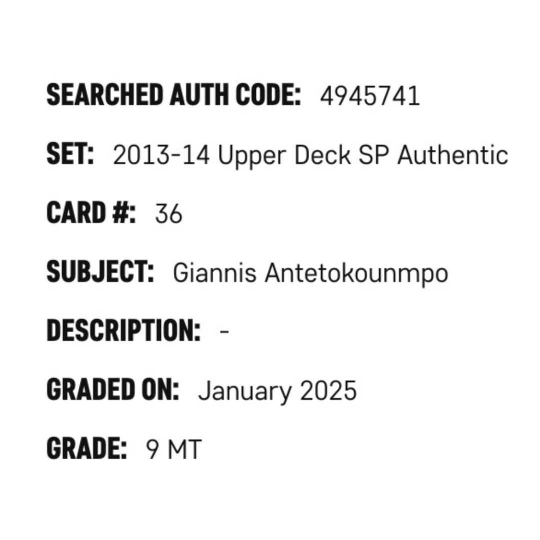 Giannis Antetokounmpo SGC 9 2013-14 Upper Deck SP Authentic Card #36