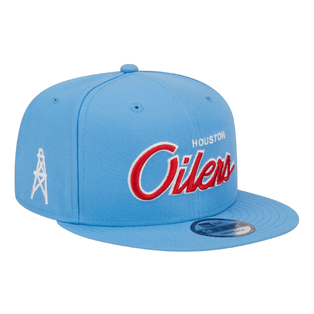 Houston Oilers Script Logo New Era Baby Blue 9FIFTY Adjustable Snapback Hat