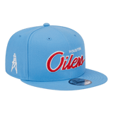 Houston Oilers Script Logo New Era Baby Blue 9FIFTY Adjustable Snapback Hat