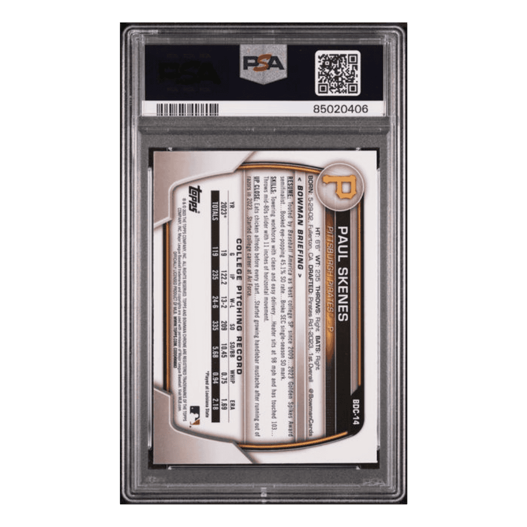 Paul Skenes PSA 10 2023 Topps Bowman Draft Chrome Card #BDC14