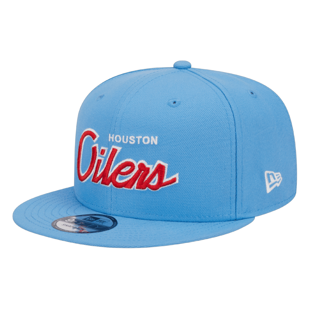 Houston Oilers Script Logo New Era Baby Blue 9FIFTY Adjustable Snapback Hat
