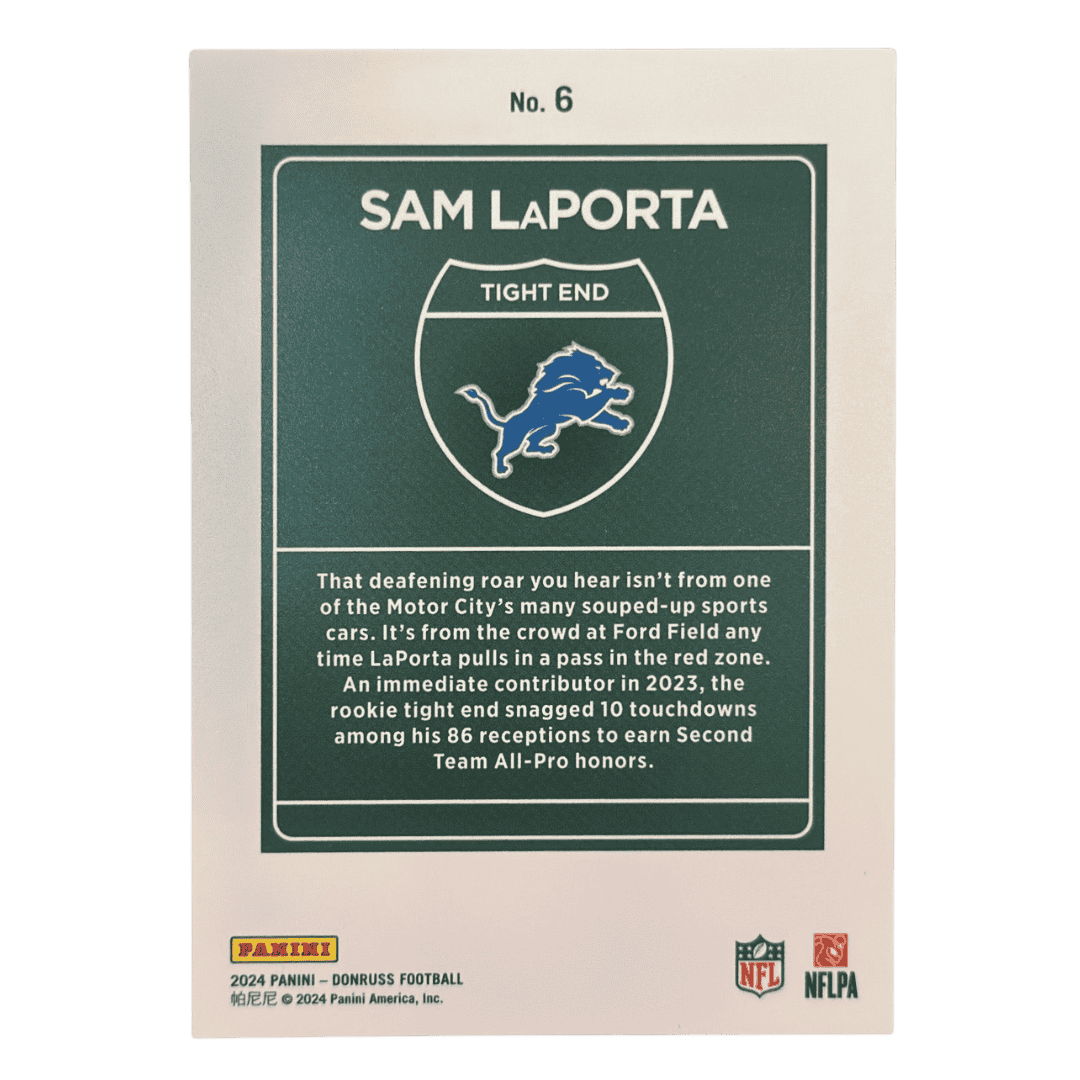 Sam LaPorta 2024 Donruss Downtown Card #6