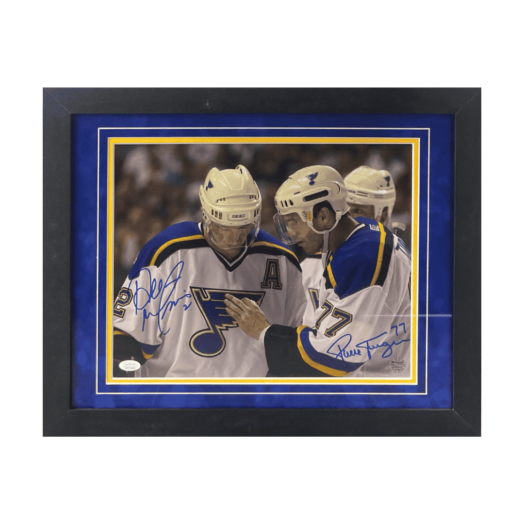 Al MacInnis & Pierre Turgeon St Louis Blues Dual Autographed Framed 11x14 Photo - JSA COA