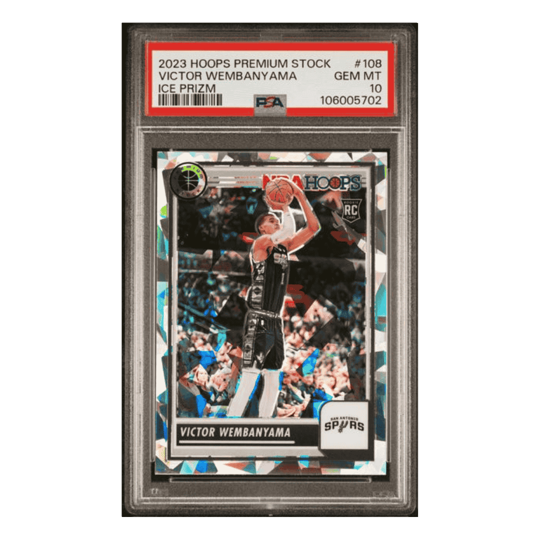 Victor Wembanyama PSA 10 2023 Panini Hoops Premium Stock Ice Prizm Card #108