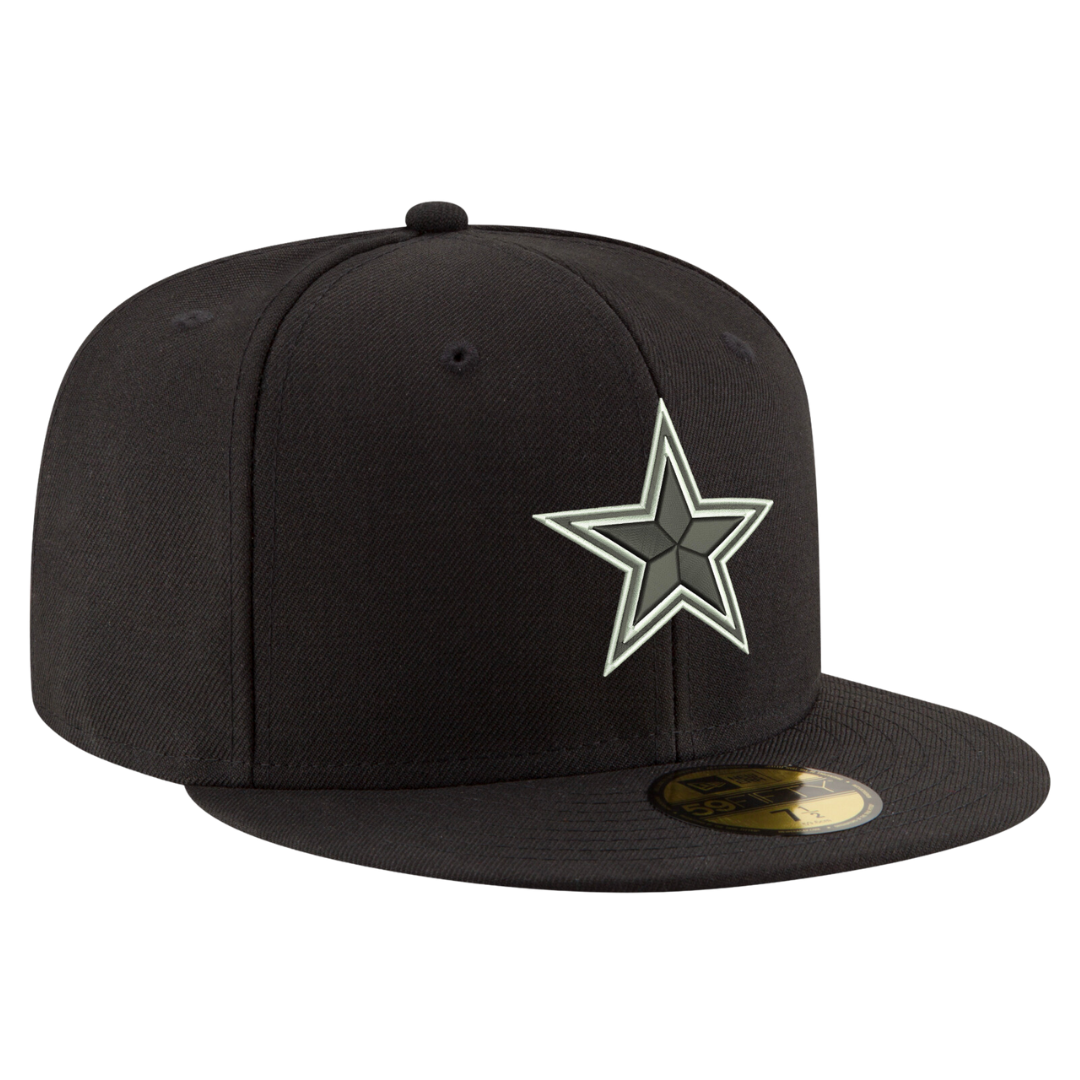 Dallas Cowboys Team Logo Black & White 59FIFTY Fitted Hat