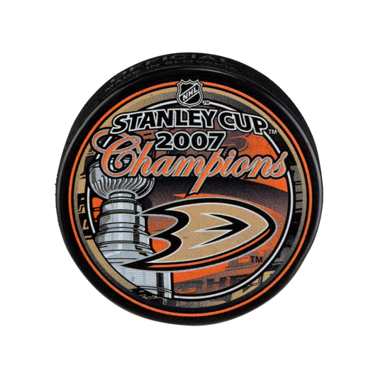 2007 Stanley Cup Champs Anaheim Ducks Unsigned Logo Hockey Puck