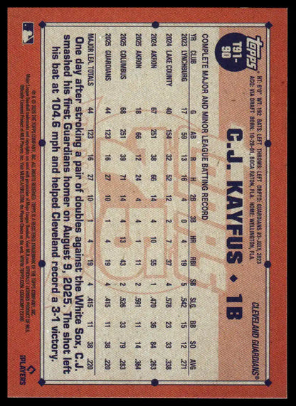 2026 Topps - C.J. Kayfus 1991 Topps Baseball (Series One) - Baseball #T91-90