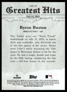 2026 Topps - Byron Buxton 2025 Greatest Hits - Baseball #GH-12