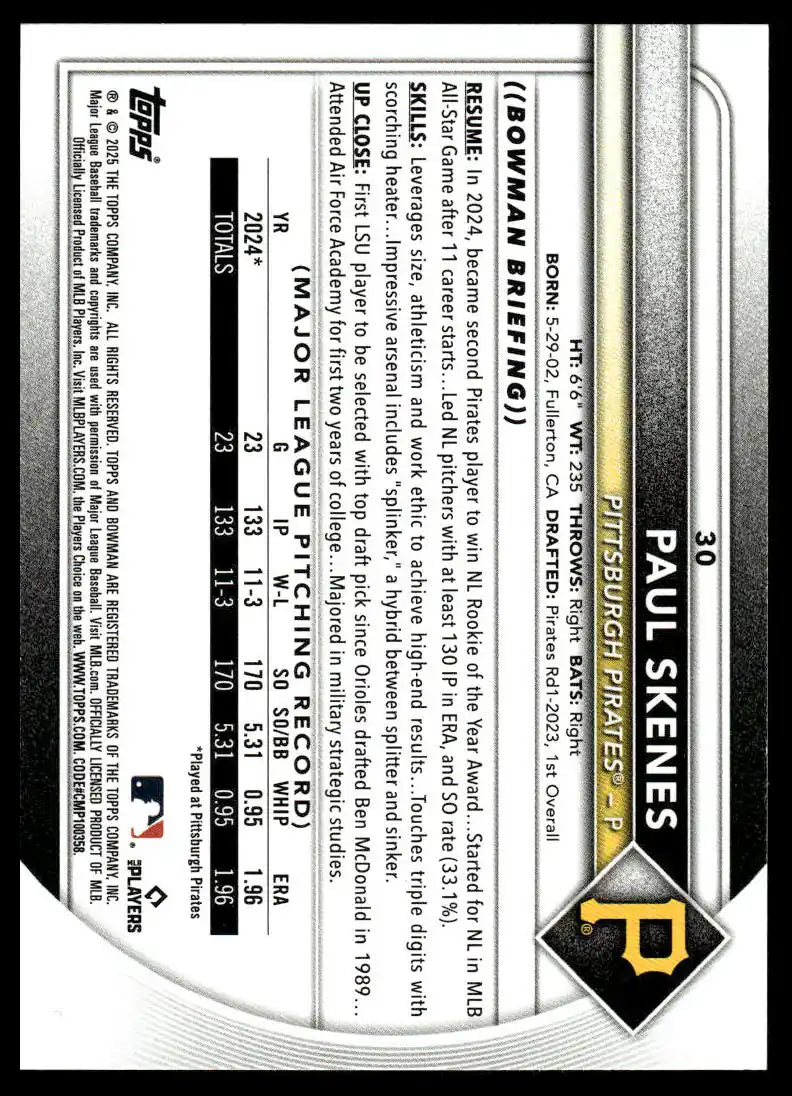2025 Bowman - Paul Skenes - Baseball #30