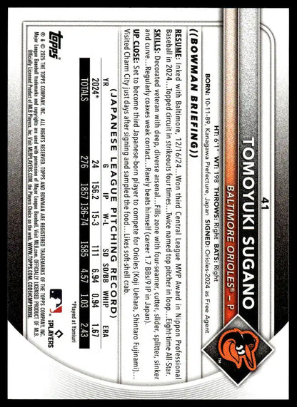 2025 Bowman - Tomoyuki Sugano - Baseball #41