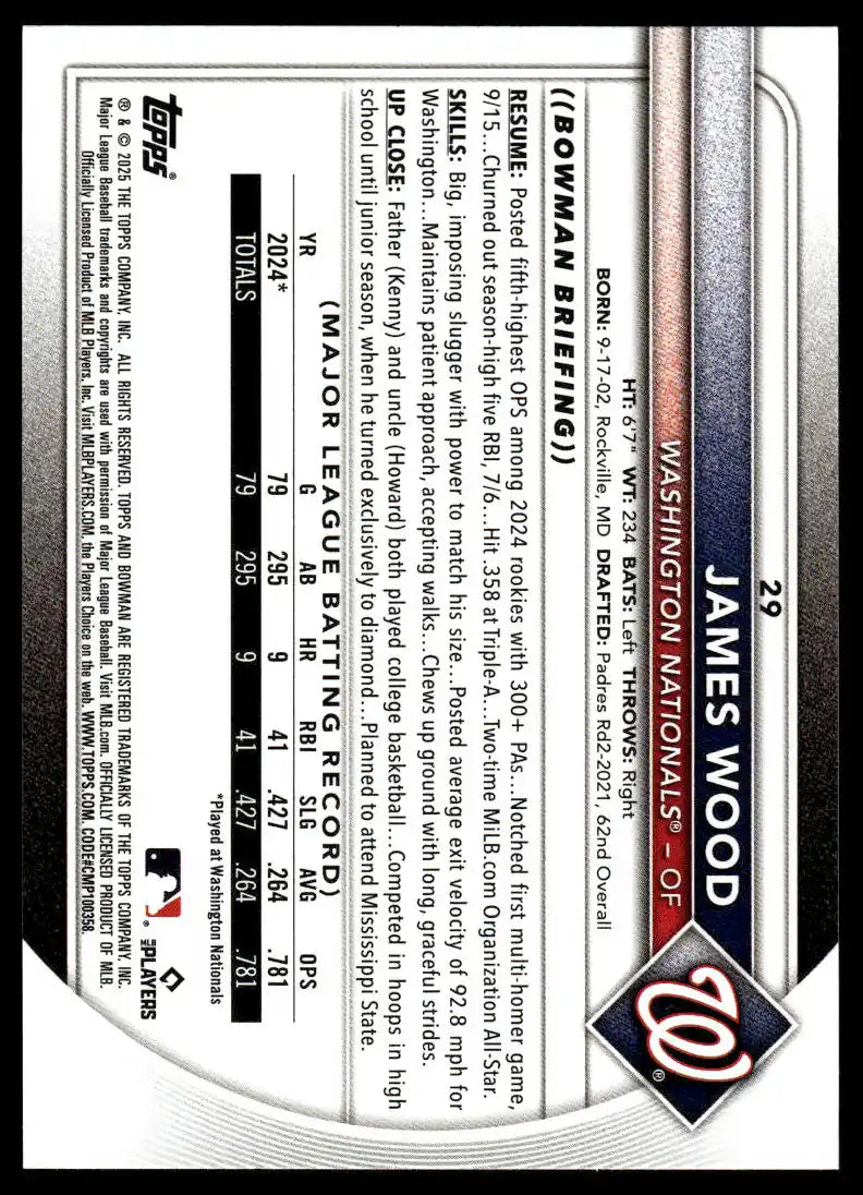 2025 Bowman - James Wood - Baseball #29