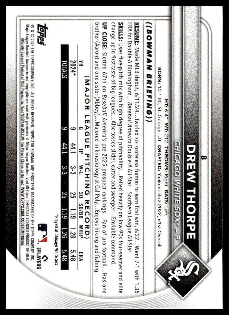 2025 Bowman - Drew Thorpe - Baseball #8