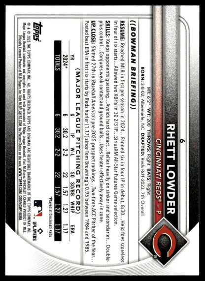 2025 Bowman - Rhett Lowder - Baseball #6