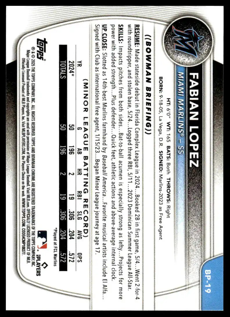 2025 Bowman - Fabian Lopez Prospects - Baseball #BP-19