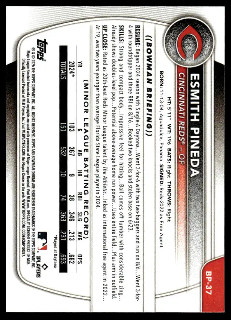 2025 Bowman - Esmith Pineda Prospects - Baseball #BP-37