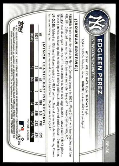 2025 Bowman - Edgleen Perez Prospects - Baseball #BP-80