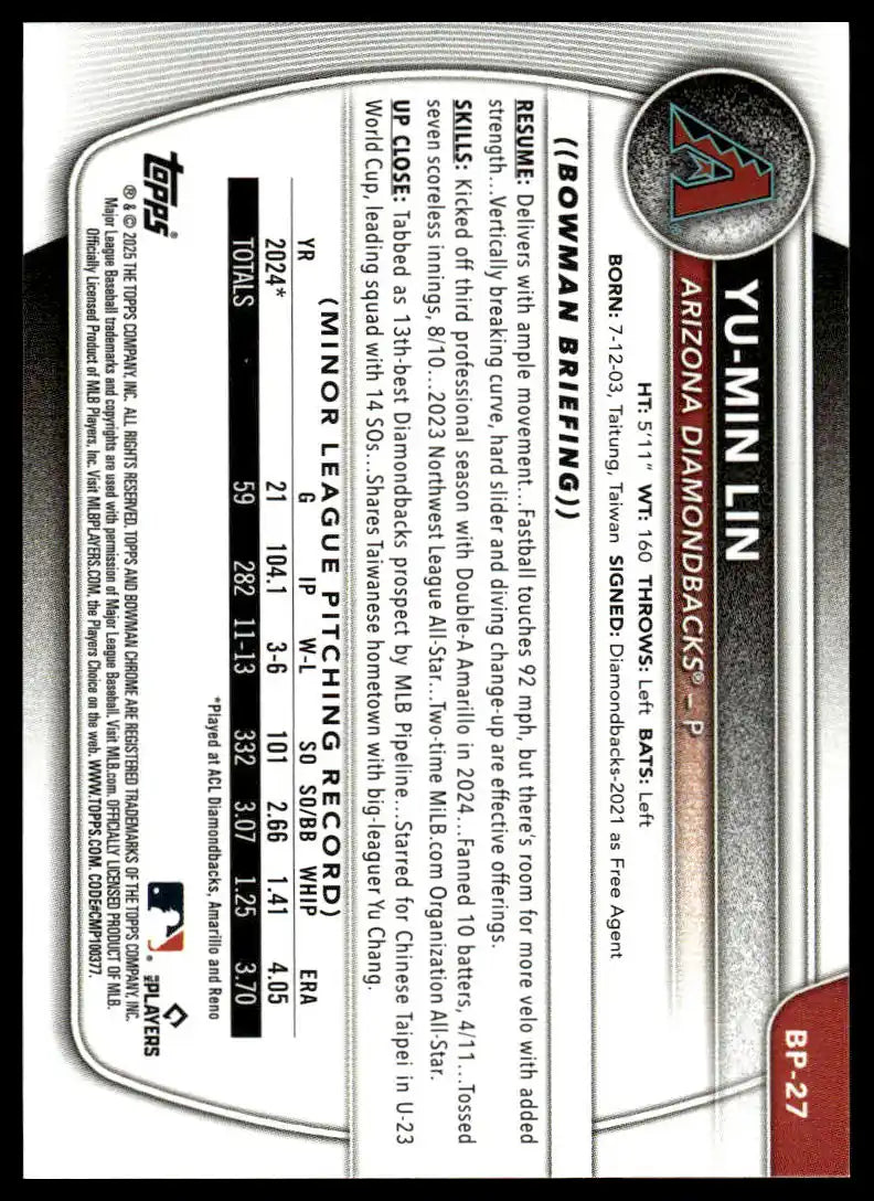 2025 Bowman - Yu-Min Lin Prospects - Baseball #BP-27